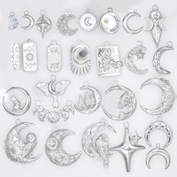 100% Stainless Steel Moon Pendants For Jewelry Making Supplies Various Luna Animal Wings Sun Star Eye Charms In Bulk Accessories