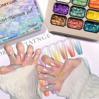 1pc Pearlescent solid nail polish pat glue transfer printing gradient aurora gel UV&LED nail art creation party diy Y2K INS