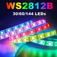Bande LED intelligente RGBIC WS2812B 5050, IC adressable individuellement, 30/60/144 Pixels/Led/m, lumière DC5V, noir et blanc, IP30/65/67