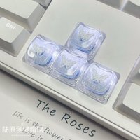 1PC/4PCS Mao height butterfly keycap cute translucent cat head keycap drip glue transparent gaming mechanical keyboard keycap