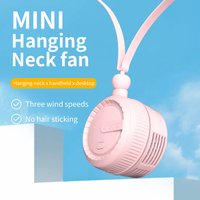 Portable Mini Neck Fan Rechargeable Adjustable Lanyard and Bracket Free Your Hands Outdoor Small Hanging Neck Fan For Children