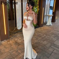 Eightale Champagne Saudi Evening Dress Halter Neck Mermaid Women Party Prom Dresses Dubai 2025 Customized