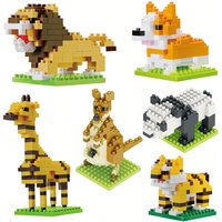 Mini Cartoon Animals Building Blocks 3D Dinosaur Giraffe Kangaroo Panda Diamond Miniature Figures Model Children Educational Toy
