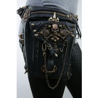 SHELKSBAG New Style Fanny Pack Outdoor Motorcycle Punk Rivet Steampunk Waist Leg Bag Vintage Crossbody Bag Purse Medieval Pouch