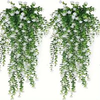 1PC Artificial Hanging Plants Fake Hanging Plant Faux Eucalyptus Leaf Greenery Vine Outdoor UV Resistant Plastic Plants