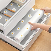 30x100cm Daisy Drawer Liner Waterproof Shelf Liner Table Cover Mat Refrigerator Pad for Kitchen Cabinets Home Organization Decor