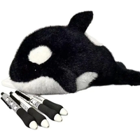 Cute Marine Animal Killer Whale Pencil Bags Large-capacity Plush Storage Case Creative Multi-functional Student Stationery Box