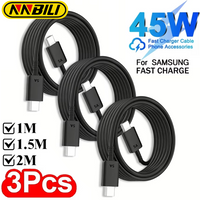 NNBILI 3pcs PD 45W USB C Cable For Samsung Galaxy S23 S24 S25 S26 Ultra Note 10 20 A53 A54 Super Fast Charging Type C Data Cable