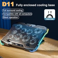 D11 Mute Gaming Laptop Cooler Base with RGB Foldable Adjustable Heat Dissipation Stand Support 12-18'' Notebook Cooling Bracket