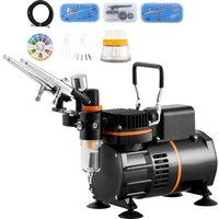 SucceBuy Airbrush-Set, Luftkompressor mit zwei Lüftern, professionelles Airbrushing-System-Set, Airbrushes, Rührrad, Reinigungsbürsten-Set