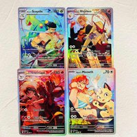 DIY Pokemon 4Pcs Zoro Sceptile Nami Meowth Holographic Texture Cards EN Version Perfect Condition Classic Anime Collectible TCG