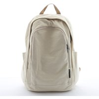 Women's Versatile Solid Color Canvas Backpack Original Simple Casual Large Capacity Backpack Student Travel Laptop Backpack