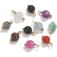 10pcs Natural Stone Round Small Charms For Earring Makings Findings Stainless Steel Needles DIY Jewelry Charms Supplies Parts