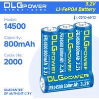 DLGPOWER 3.2V AA/14500 800mAh LiFePO4 Battery rechargeable battery 2000 discharge cycle flashlight Wireless mouse keyboard toy