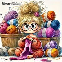 EverShine Diamond Mosaic Cartoon Art Full Square Drill Embroidery Portrait Girl 5D Rhinestones DIY Craft Kit Painting Child Gift