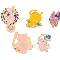 5 Pcs Anime Mewtwo Brooch Cute Dragonite Enamel Pin Metal Badge Jewelry Backpack Clothing Accessories Festive Gift