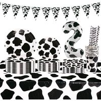Farm Cow Theme Birthday Party Decoration Disposable Cup Plate Tablecloth Number Balloon Birthday Party Kids Baby Shower Supplies