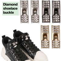 2 Pcs with Bling Diamond Charms the Sneaker Buckles,Diamond shoelace buckle,Lazy man's shoelace buckle,black,silver,golden