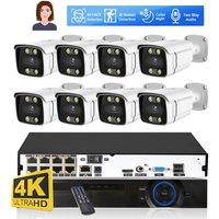 8CH 4K Security Camera System NVR 8MP Face Detect Color Night Vision IP Camera POE 2K Two Way Audio Video Surveillance Set
