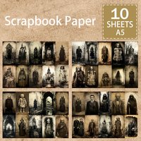 10 Sheets A5 Size Dark Gothic Horror Figure Background Vintage Grunge Journal Planning Scrapbooking