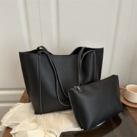 2 Pcs Set PU Leather Fashion Shoulder Bag Large Capacity Solid Color Minimalist Tote Bag Magnetic Closure PU Leather Tote Travel