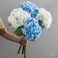 Artificial Hydrangea Bouquet with Real Touch DIY Wedding Bridal Bouquet Home Decoration Arrangement 52CM Large Blue Hydrangea