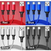 1/3pcs Lovebay 3 In 1 USB Fast Charging Cable Type C Micro IOS Multi Charger Cable for iPhone Huawei Samsung Nylon Braided Cord