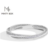 MINTYBOX S925 Sterling Silver Moissanite Band Wedding Ring for Women Lab Diamond Stackable Rings Luxury Fine Jewelry Gift