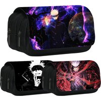 2026 Jujutsu Pencil Case Anime Cartoon Kaisen Yuji Itadori Gojo Satoru Character Printing Trend Double-layer Stationery Bag