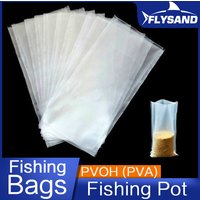 FLYSAND PVA Bags Available Carp Fishing Tackle PVA Bags Mesh For Carp Coarse Boilie Pellet Bait 7*14cm For Bait Throwing 50Pcs