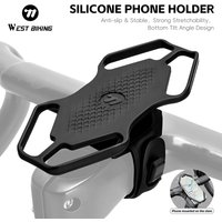 WEST BIKING Silicone Bike Phone Holder Anti-Slip Shockproof for 4.5-6.7" Phones Quick Install with 4-Sided Buckle Phone Bracket