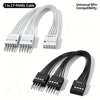 PC Power Switch Splitter, 9 Pin Motherboard Jumper Splitter 1 Female to 2 Male Adapter for Power SW, Reset SW, Power LED, HDD