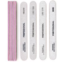 5/10pcs Nail Files Multi Grit Grey Zebra Straight Washable Double Sided Emery Board for Thick Nail Shaping & Removal