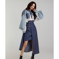 High Waist Uneven Hem Denim Skirt Women's Spring 2026 Slimming Skirt Trendy Fashion Ladies' Half-length Skirts