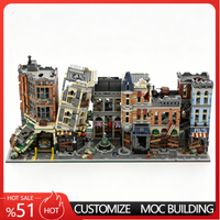 4648Parts Ruined Assembly Square Modular City Street Custom Building Blocks MOC Model DIY Toy Collection Birthday Gift For Fans