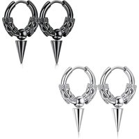1 Pair Raindrop Vintage Gothic Punk Black Stainless Steel Drop Earrings Hollow Design for Male Woman Gift Daily Wear Jewelry