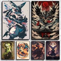 Japanese Anime Canvas Paintings Pokemon Lucario Classic Character Poster Prints Birthday Gifts Aesthetic Room Home Wall Decor