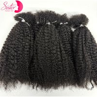 Natural Afro Kinky Curly Human Hair Bulk Extension No Weft 16Inch 30g/Bundle for Permanent Micro Locs/Twists/Braids/Repair Locs