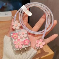 5 Pcs/set Charger Protection Cover for 25w Cute Sakura USB Cable Winder Protector Shell Case for Samsung Galaxy 25w Charger