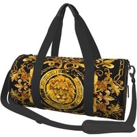 Custom Golden Lion Baroque Print Travel Duffel Bag Unisex Sports Yoga Gym Bag Outdoor Lightweight Waterproof Fitness Bags