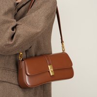 Genuine Leather Women's Shoulder Bag High Quality Vintage Baguette Bag Luxury Designer Women Crossbody Bags Cowhide Handbags