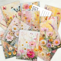 32pcs,Spring Flower Plants Postcards, Decorations/Greeting Cards/Postcards, High-Resolution Printing, Collectible and Mailable