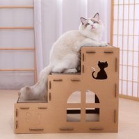 Pet Cat House Three Layer Stairs Multifunctional Nest Scratching Board Corrugated Paper Pad Pet Supplies Cat Accessories