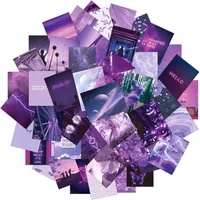 50PCS Purple Literature and Art Landscape Waterproof Graffiti Stickers for Helmet Bicycle Hand Account Pencil Case Decals
