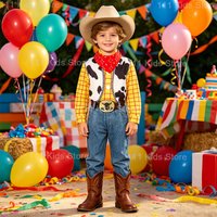Woody Cowboy Sets for Children Toy Club Cosplay Jessie Costume Top+Pants+Scarf 3Pcs Sets Boys Halloween Outfit Birthday Gift