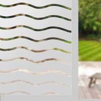 Window Privacy Film, Static Frosted Window Film Non-Adhesive Glass Film, Beautiful Simple Wave Pattern for Home Office