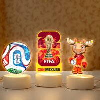 2026 FIFA Mascot Trophy Night Light LED Desk Lamp Football Fan Souvenir Decoration Collectible Gift Ornament Birthday for Man