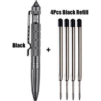 1+4 Pcs/Set Tactical Pen Refills Roller Ball Pen Metal Ballpoint Pen Signature Stationery Office School Supplies Writing Gift