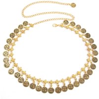 women's metal belly chain with shaking coins. Bohemian-style waist belt. A light luxury and retro waist chain with an European a