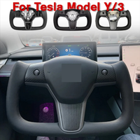 Yoke Steering Wheel For Tesla Model 3 Y 37mm Ellipse Carbon Fiber Matte Leather Heating Customization Personalized Modified